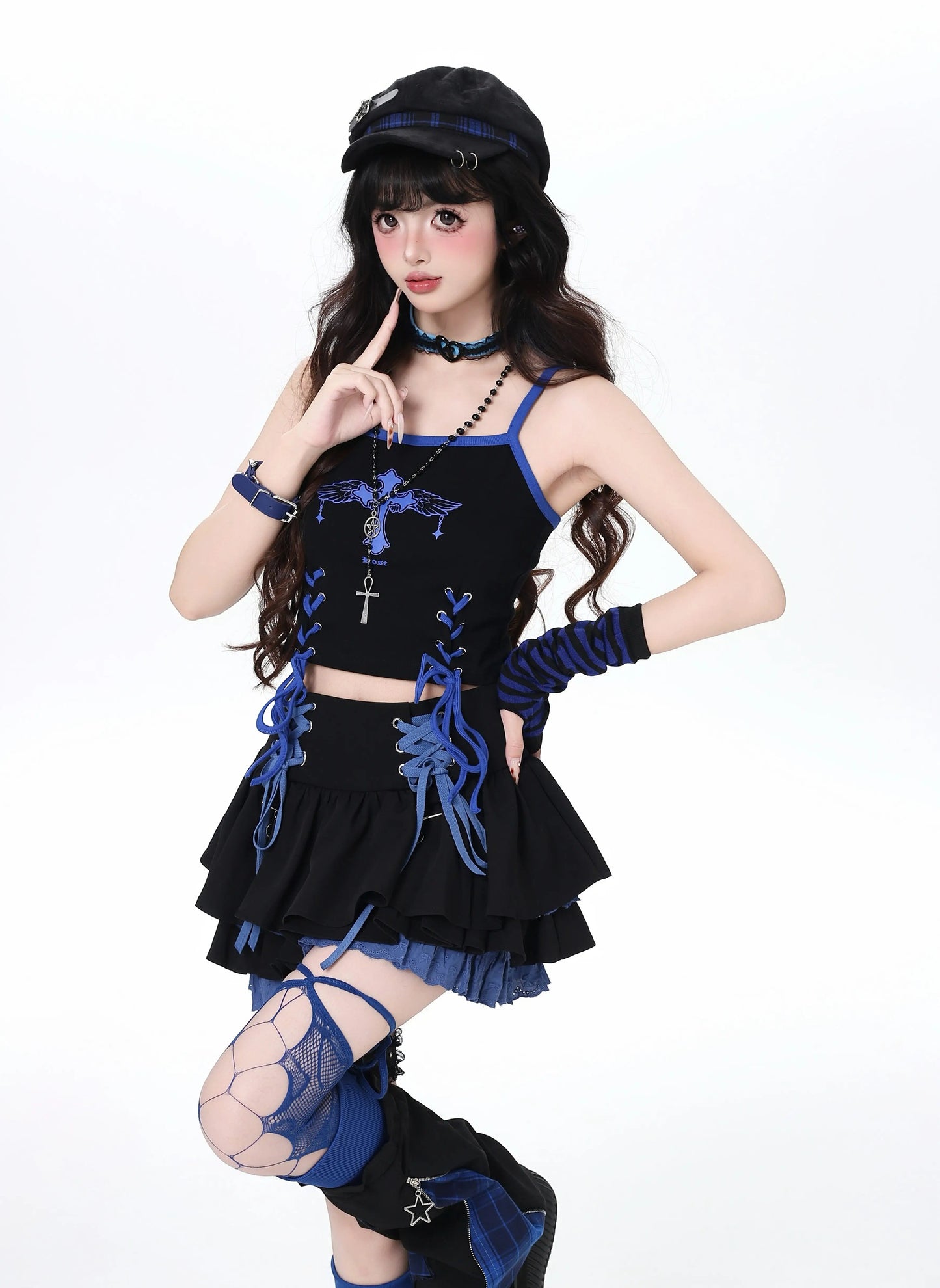 Crazy Girl Wings Cross Black White Pink Red Purple Camisole Top