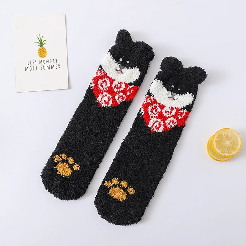 Shiba Inu Dog Warm Thick Plush Socks Set