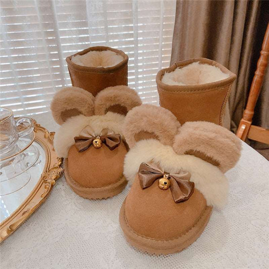 Bear Ears Bell Bow Winter Snow Brown Boots