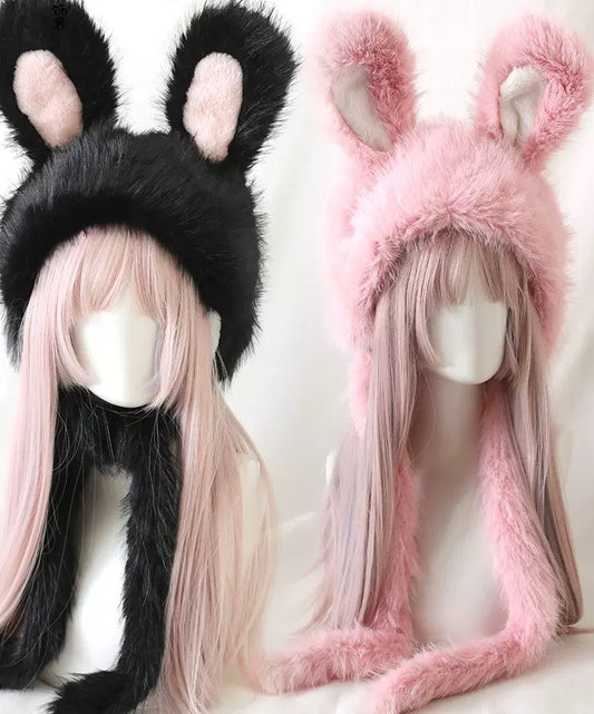 Winter Lolita Colorful Rabbit Ears Cute Handmade Fur Hats - Sugarplum Store