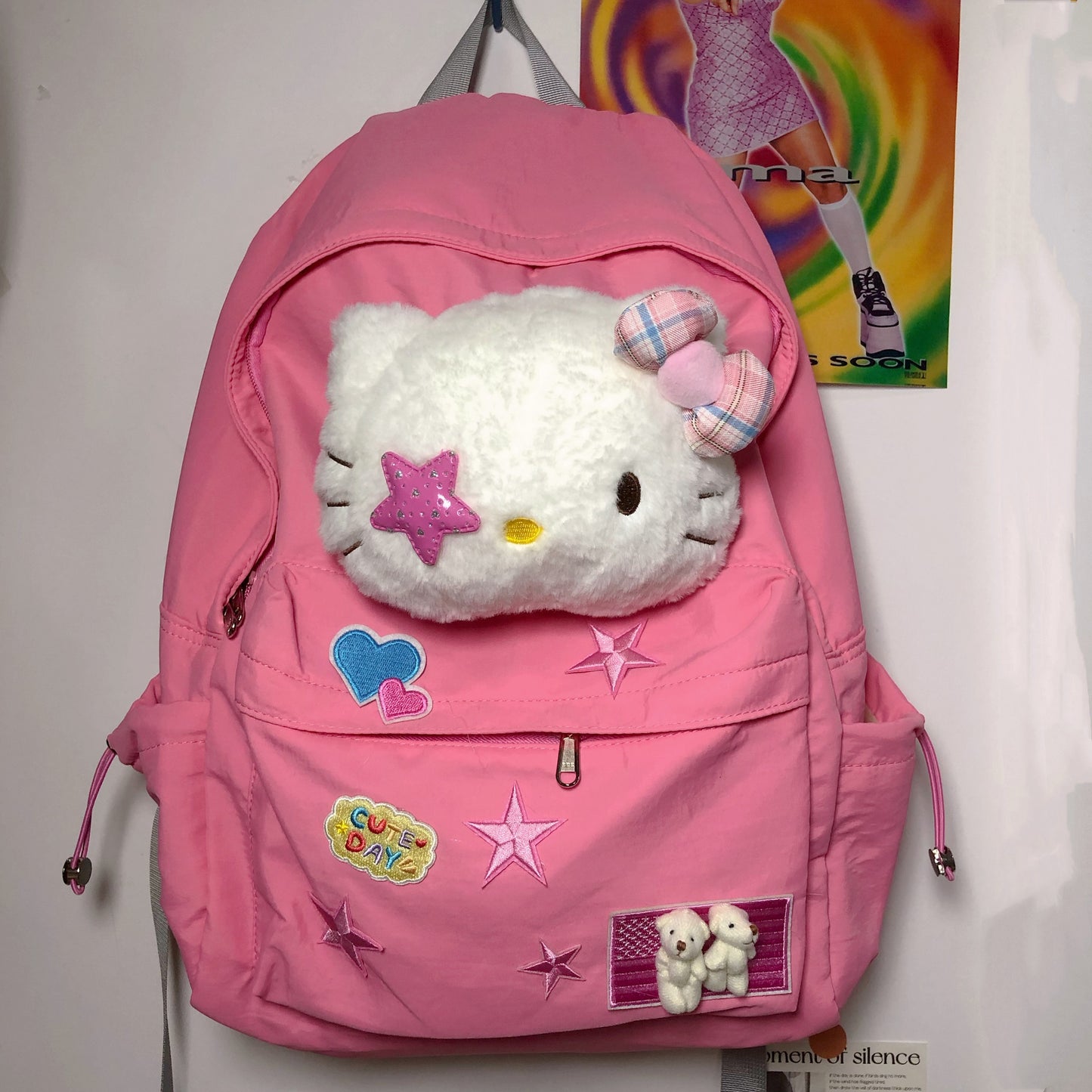 Kitty Cat Pink Cartoon Y2k Star School Backpack Bag – Sugarplum Store
