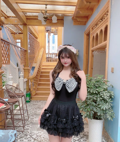 Sweetheart Princess Black White Lace Cake High Waist Mini Skirt - Sugarplum Store