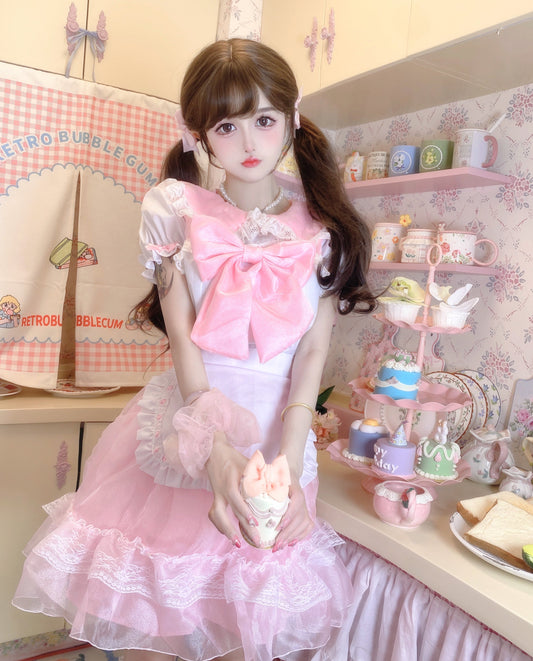 Candy Fairy Sweet Cute Pink Maid Cosplay Outfit Dress