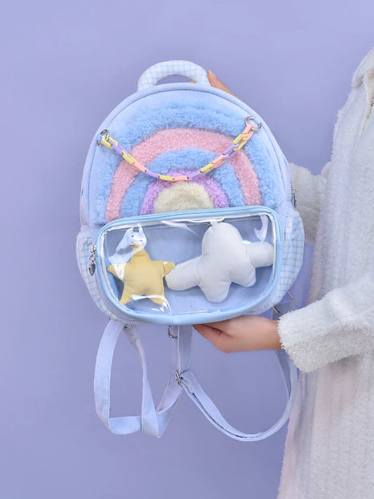 Rainbow Pastel Colorful Purple Star Cloud Cute Y2K Bag Backpack
