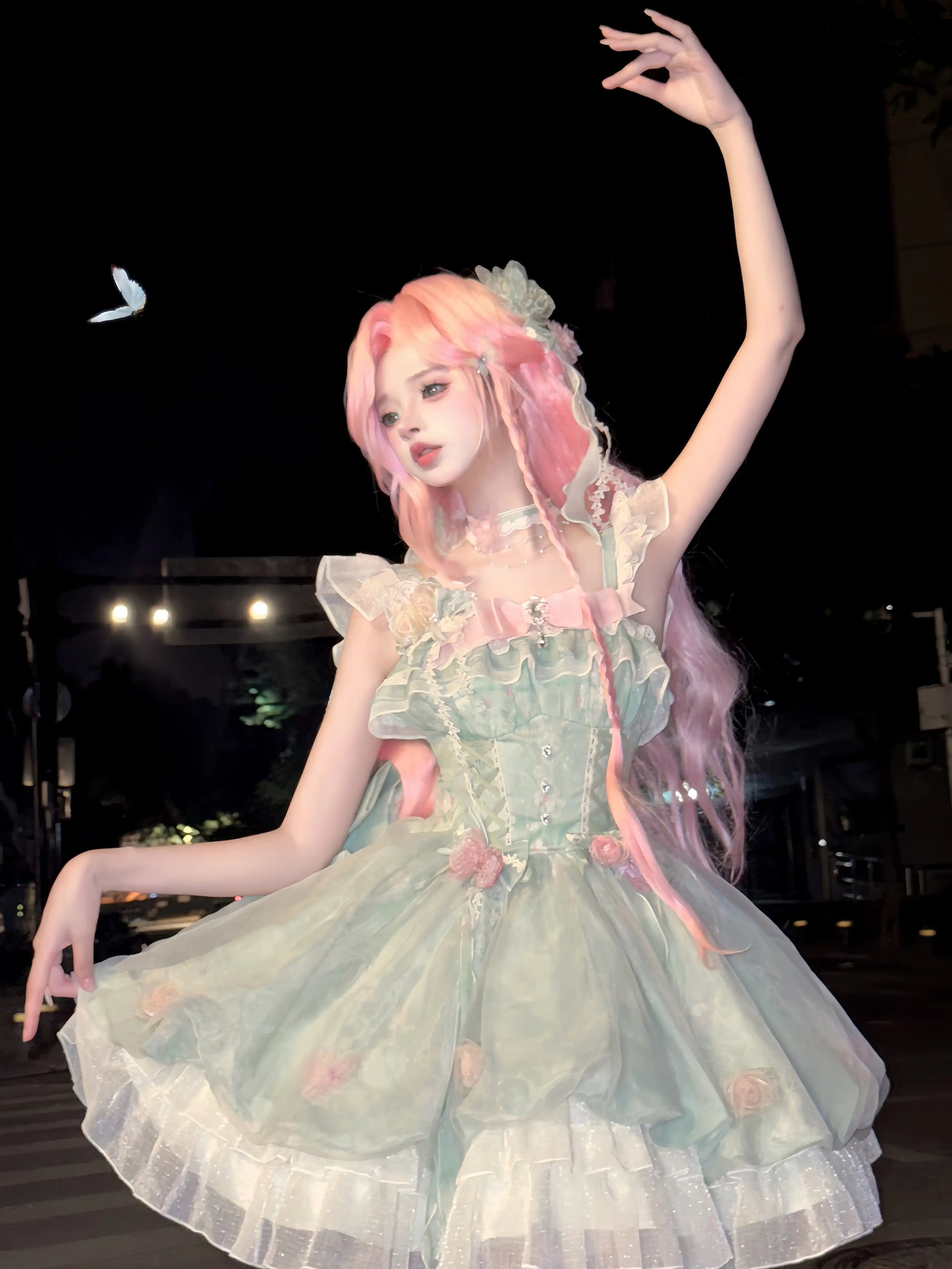 Platycodon Girls Spring Forest Fairy Pink Green Lolita Dress Sugarplum Store Platycodon Girls Spring Forest Fairy Pink Green Lolita Dress Sugarplum Store