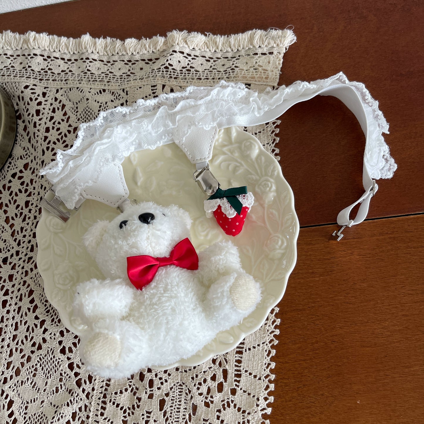 Noble Festival Pink Black Blue Red Lace Socks & Bear Garter - Sugarplum Store