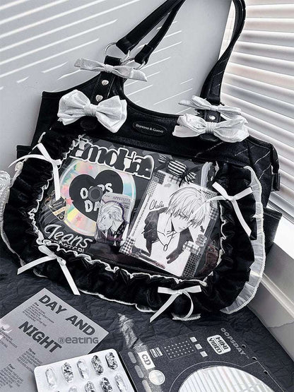 Banana Miracle Apron Lolita Black Silver Blue Messenger Bag
