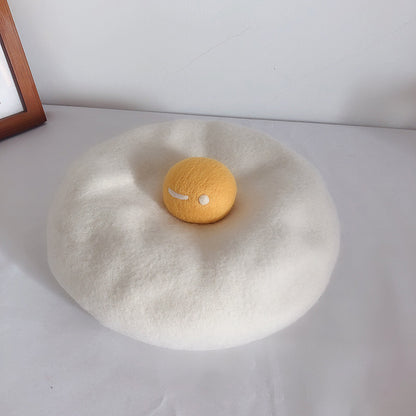 Cute Poached Egg Beret Hat