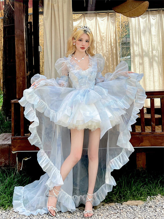 Monet Blue Fairy Princess Strap Dress & Outerwear Two Piece Set