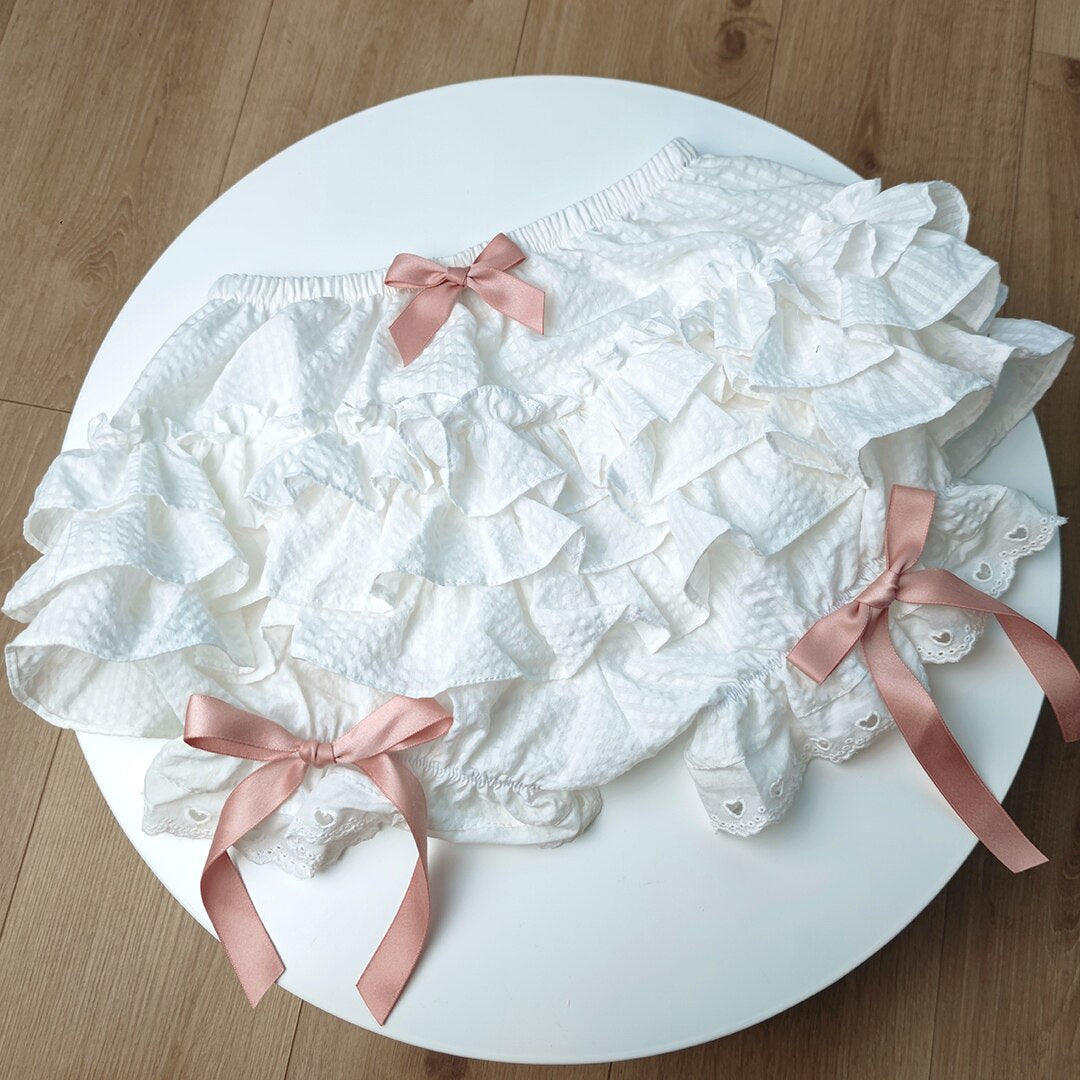 Lolita Lace Ruffled Black White Bloomers Shorts