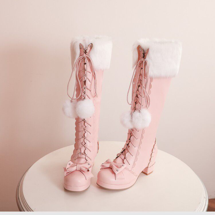 Princess Winter Velvet Fur High Long Boots