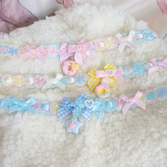 Candy Fairy Sweet Donut Star Colorful Blue Pink Yellow Lolita Collar Necklace Choker