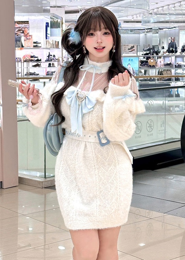 Water Color White Fuzzy Dress & Sweater – Sugarplum Store