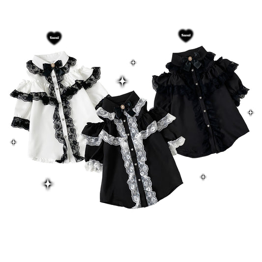 Kitten Bullet Love Bell 2.0 Pink Black White Shirt Blouse Top - Sugarplum Store