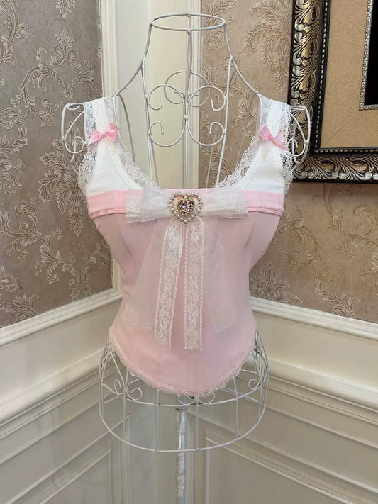 Sweetheart Princess Super Fairy Pink White Camisole Top - Sugarplum Store