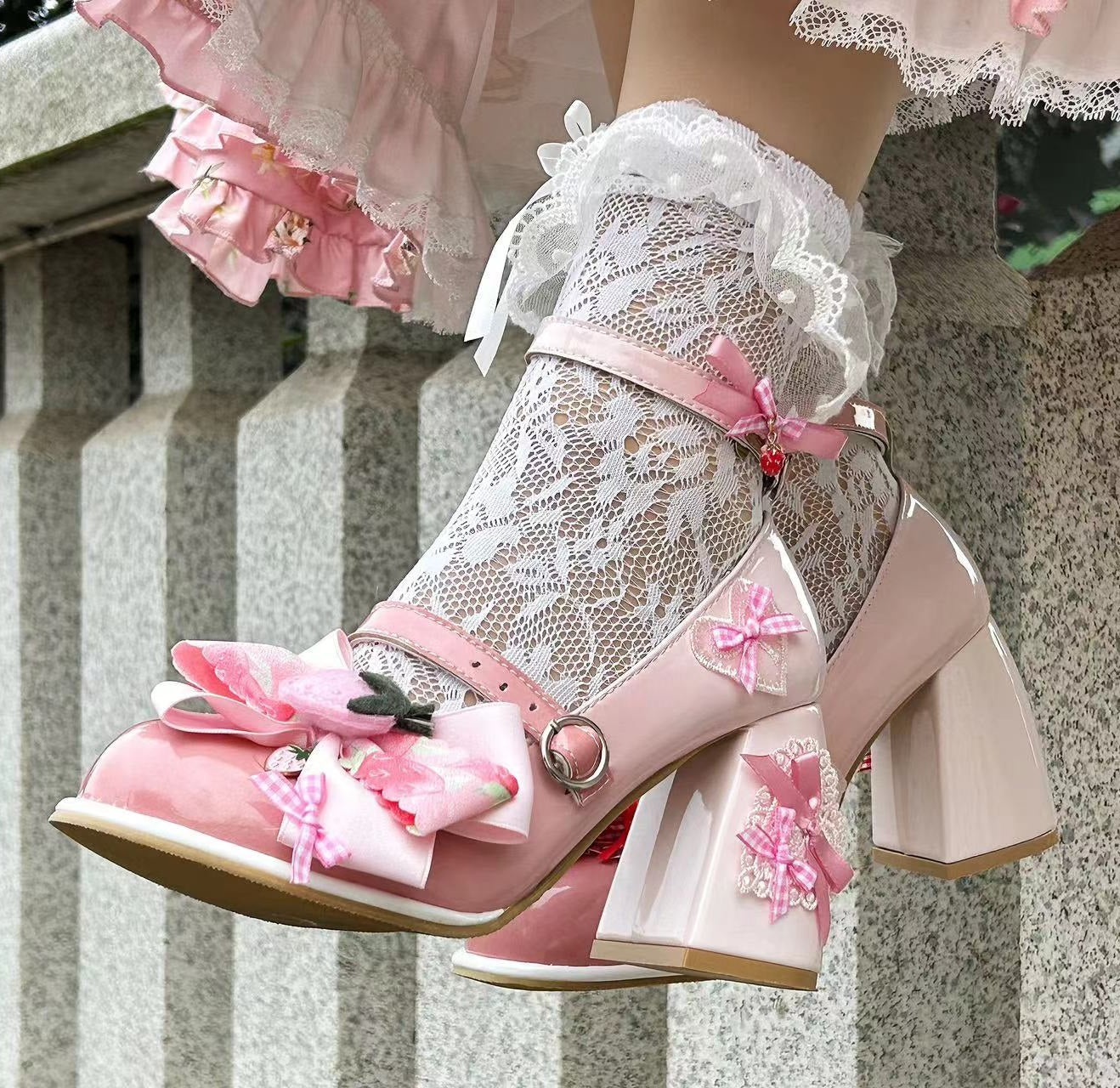 Pink lolita heels deals