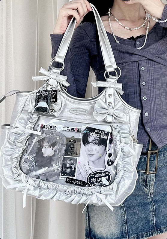 Banana Miracle Apron Lolita Black Silver Blue Messenger Bag - Sugarplum Store