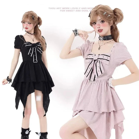 Crazy Girl Love Formula Black Pink Puff Sleeve Dress - Sugarplum Store