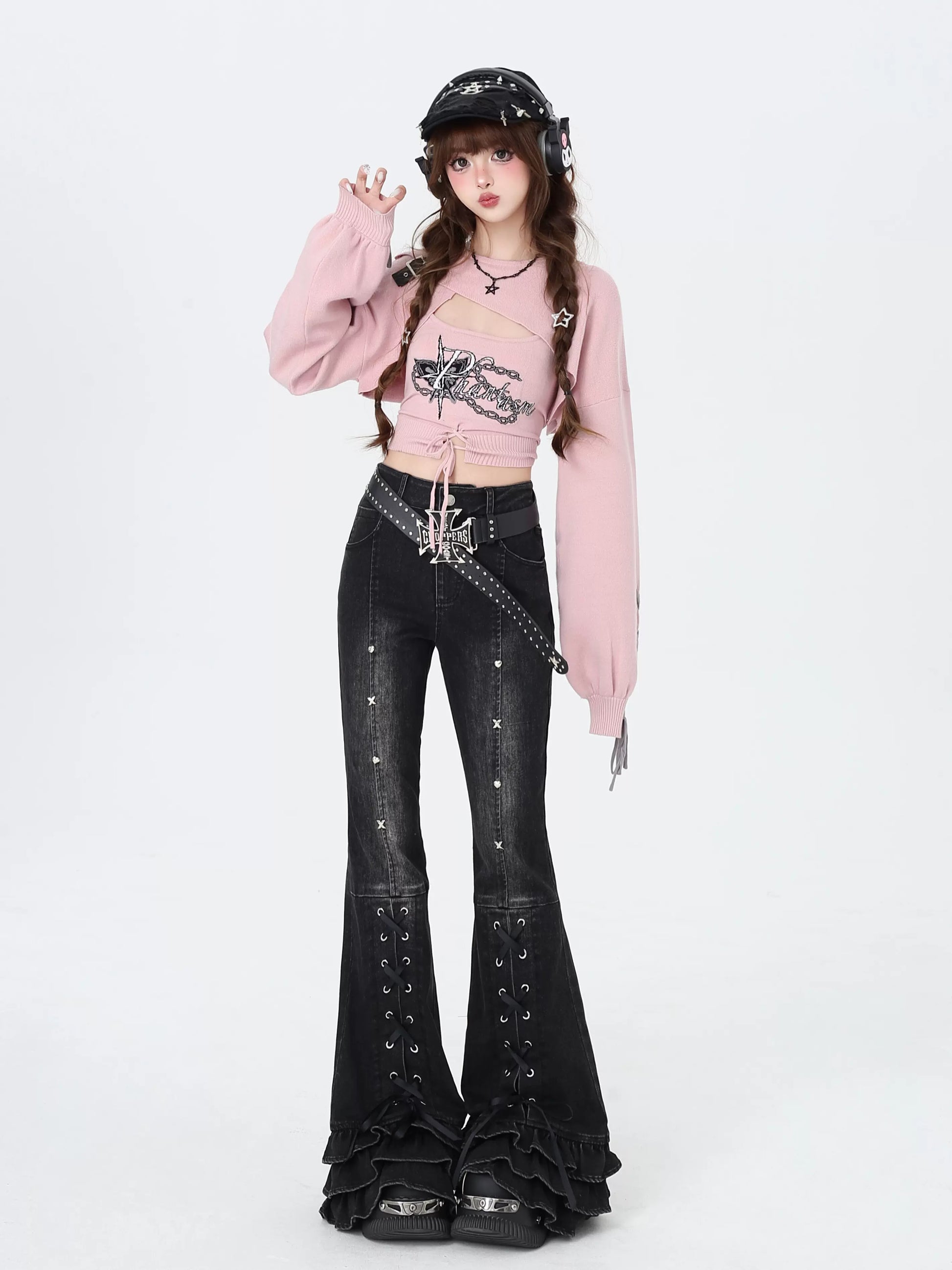 Crazy Girl Back To 2000s Black Denim Flared Jeans – Sugarplum Store Crazy Girl Back To 2000s Black Denim Flared Jeans – Sugarplum Store