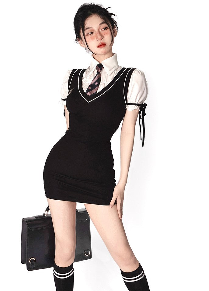 Young Eyes Preppy College School Girl Academia Black & White Shirt Dre Sugarplum Store Young Eyes Preppy College School Girl Academia Black & White Shirt Dre Sugarplum Store