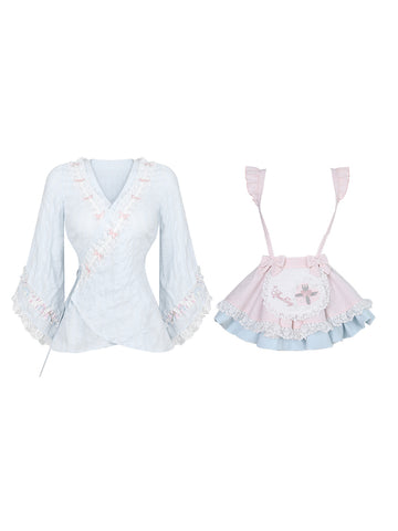 Serendipity Cherry Frosting Red Blue Plaid Dress Bloomers Two Piece Set