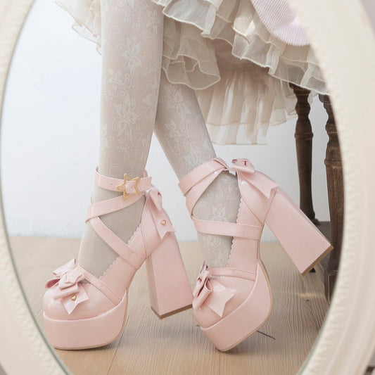 Beauty Bunny Star Wish Princess Blue Pink White Black High Heels Shoes