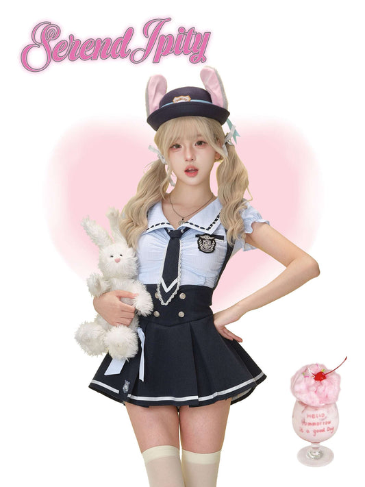 Serendipity Rabbit Officer Judy Blue Top & Skirt Two Piece Set