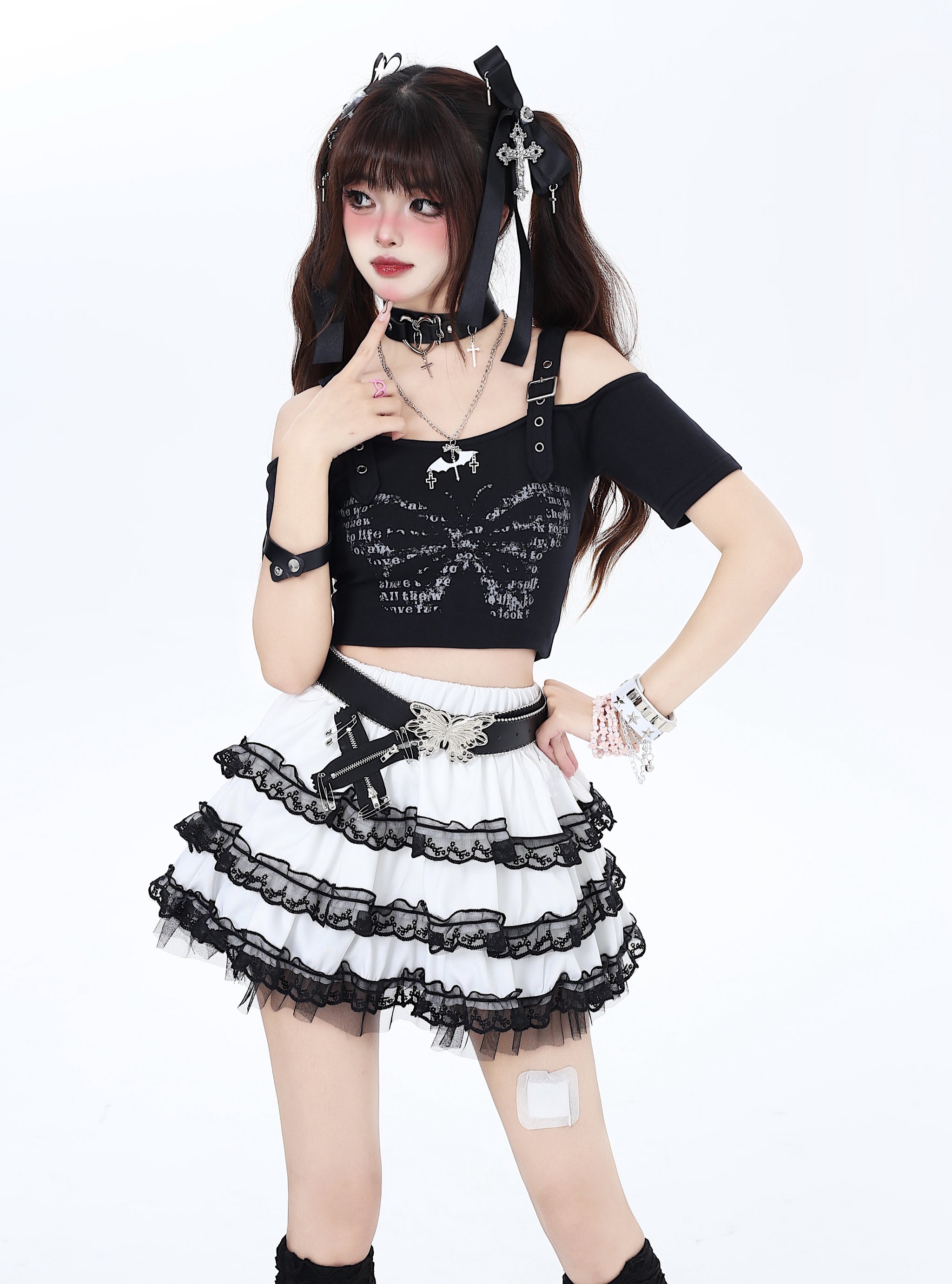 Crazy Girl Gossip Project Black Red Plaid Leather Skirt