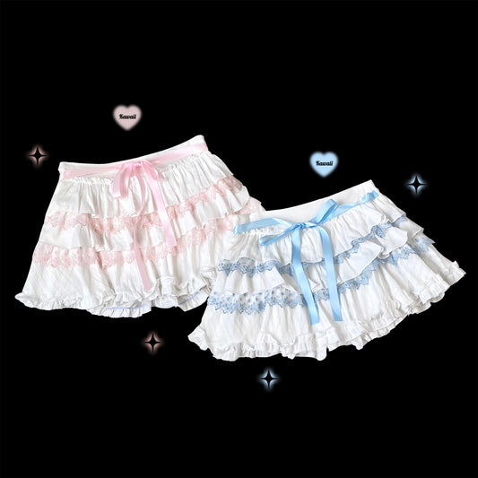Kitten Bullet Jirai Kei Holy Prayer Rabbit Maid White Pink Blue Ruffle Skirt Apron - Sugarplum Store