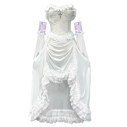 Blood Supply Salvation Gothic Punk Jacquard Lace Purple Sleeve Doll Princess Dress - Sugarplum Store