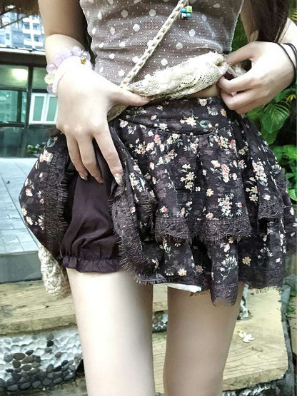 Creamy Cute Summer Gardenia Brown Cami Top & Skirt Two Piece Set