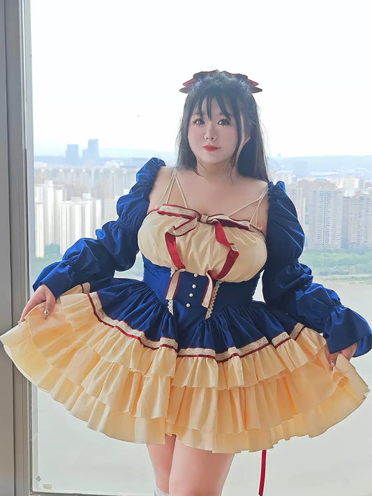 Plus Size Snow White Navy Cream Princess Lolita Dress - Sugarplum Store