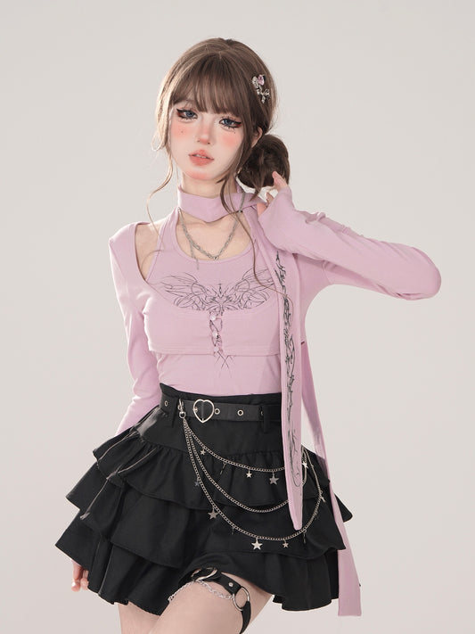 Young Eyes Two Faced Yandere Purple Gray Top - Sugarplum Store