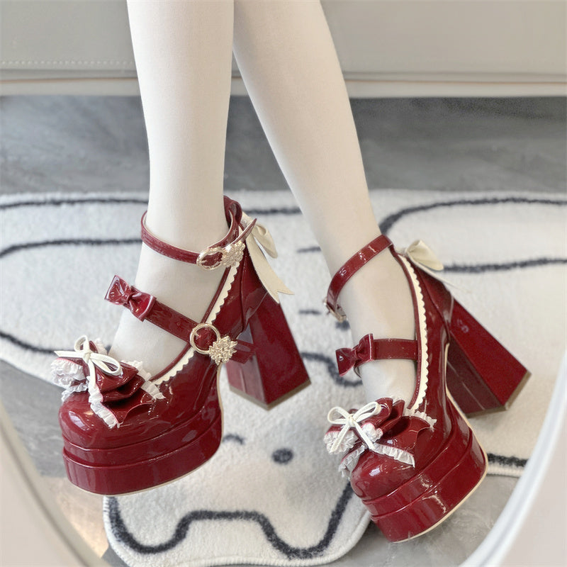 Cookie Sauce Lolita Dreamy Butterfly High Heels Mary Jane Shoes - Sugarplum Store