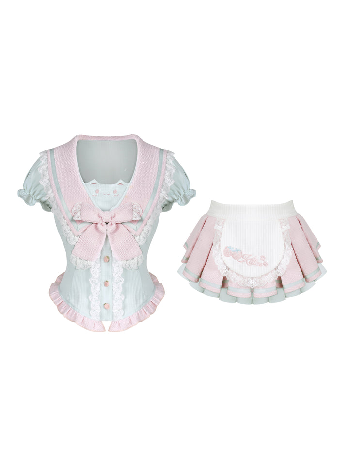 Serendipity Homey Cute Meow Gray Cami Black Bloomers Two Piece Set