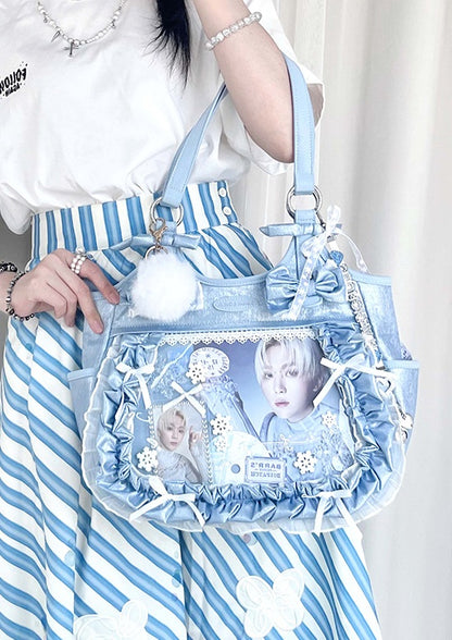 Banana Miracle Apron Lolita Black Silver Blue Messenger Bag - Sugarplum Store
