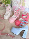 Cacao Paste EGL Gradient Bow Heart Shaped High Heels Shoes