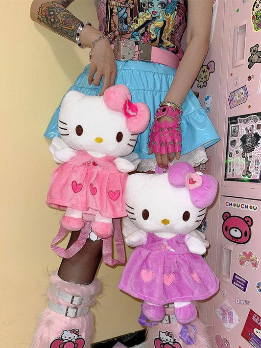 Y2K Cute Kitty Cartoon Plush Doll Shoulder Backpack Bag