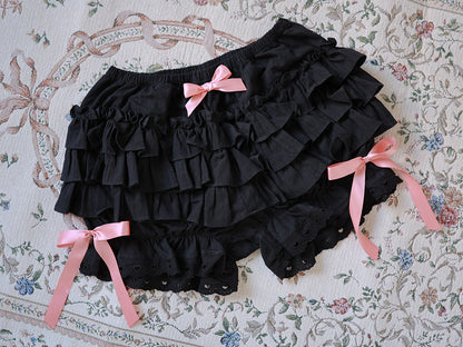 Lolita Lace Ruffled Black White Bloomers Shorts
