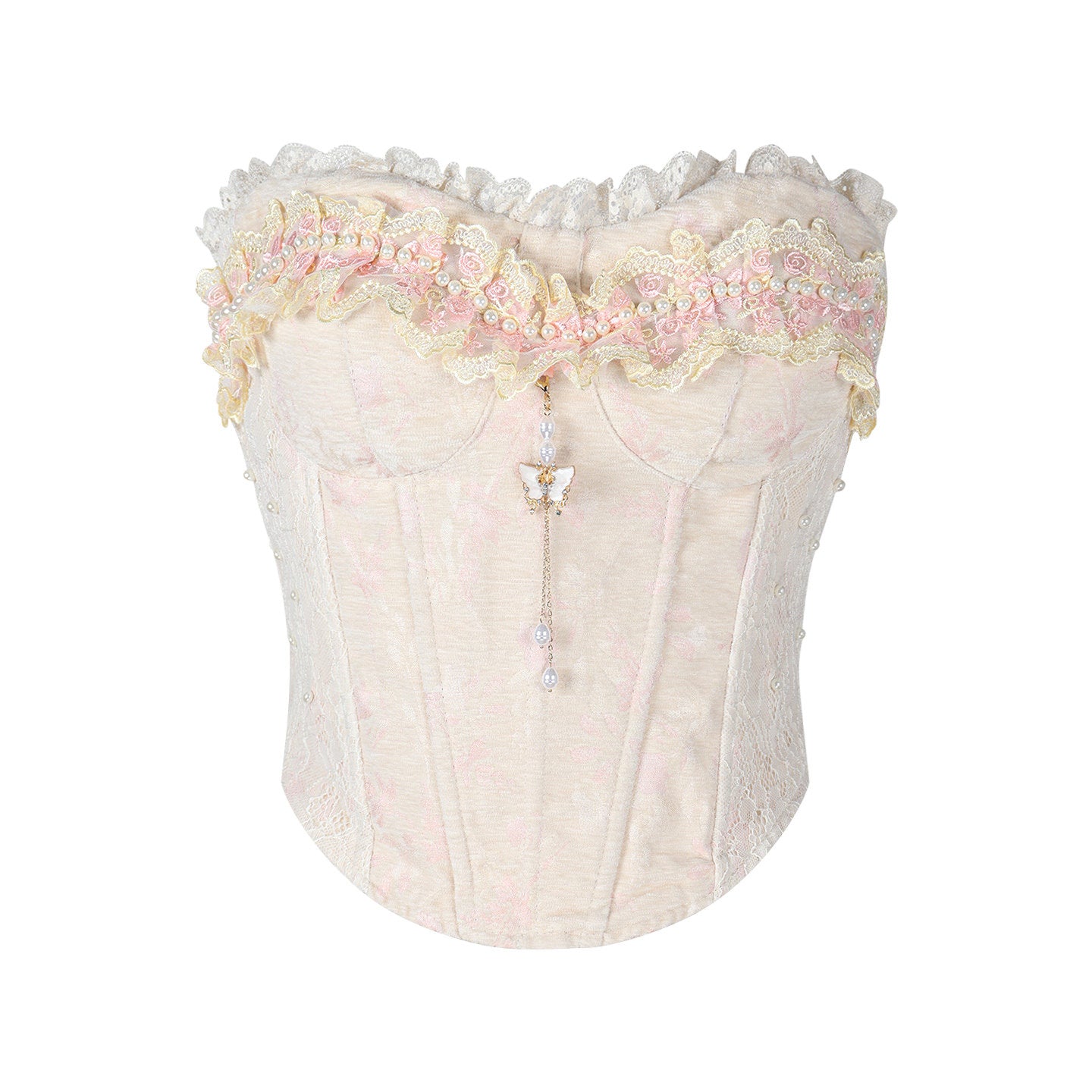 Acacia White Jade Pink Corset Long Skirt Two Piece Set