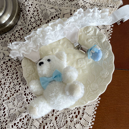 Noble Festival Pink Black Blue Red Lace Socks & Bear Garter - Sugarplum Store