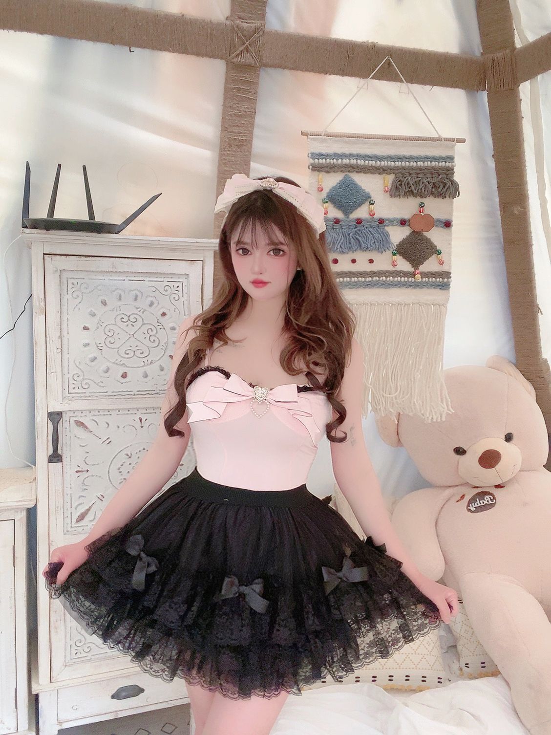 Sweetheart Princess Black White Lace Cake High Waist Mini Skirt - Sugarplum Store