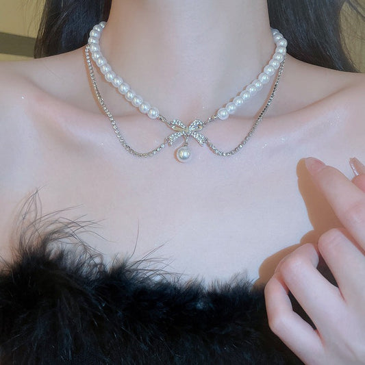 Bow Pearl Luxury Chain Pendant Necklace