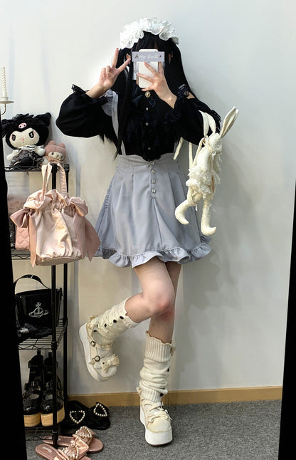 Kitten Bullet Jirai Kei Love Trap Black Pink Blue Suspender Skirt