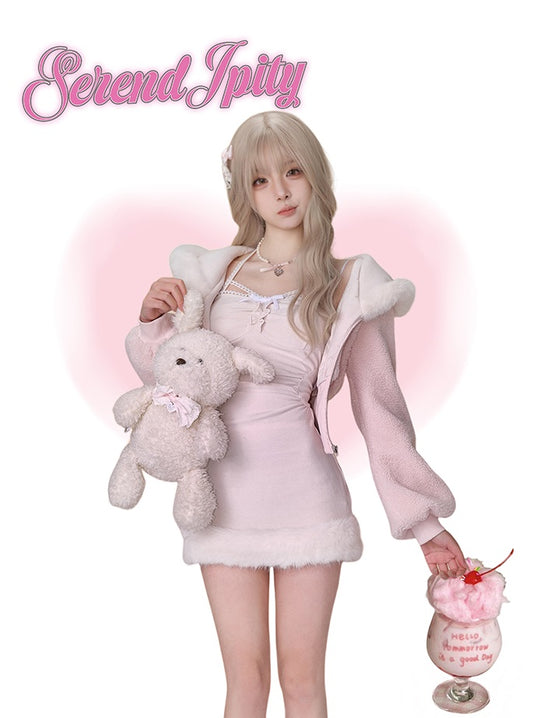 Serendipity Daily Peach Pink Jacket & Dress Two Piece Set - Sugarplum Store