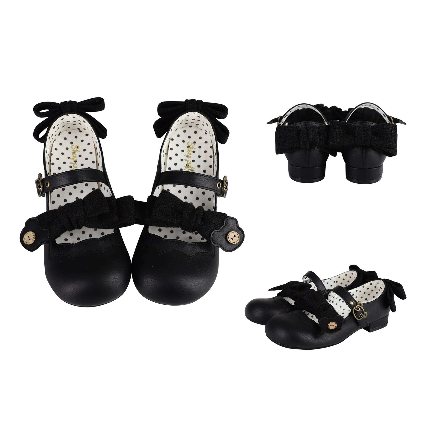 Puffy Sheep Lolita Teddy Bear Buckle 1.0 Mary Jane Flat Shoes