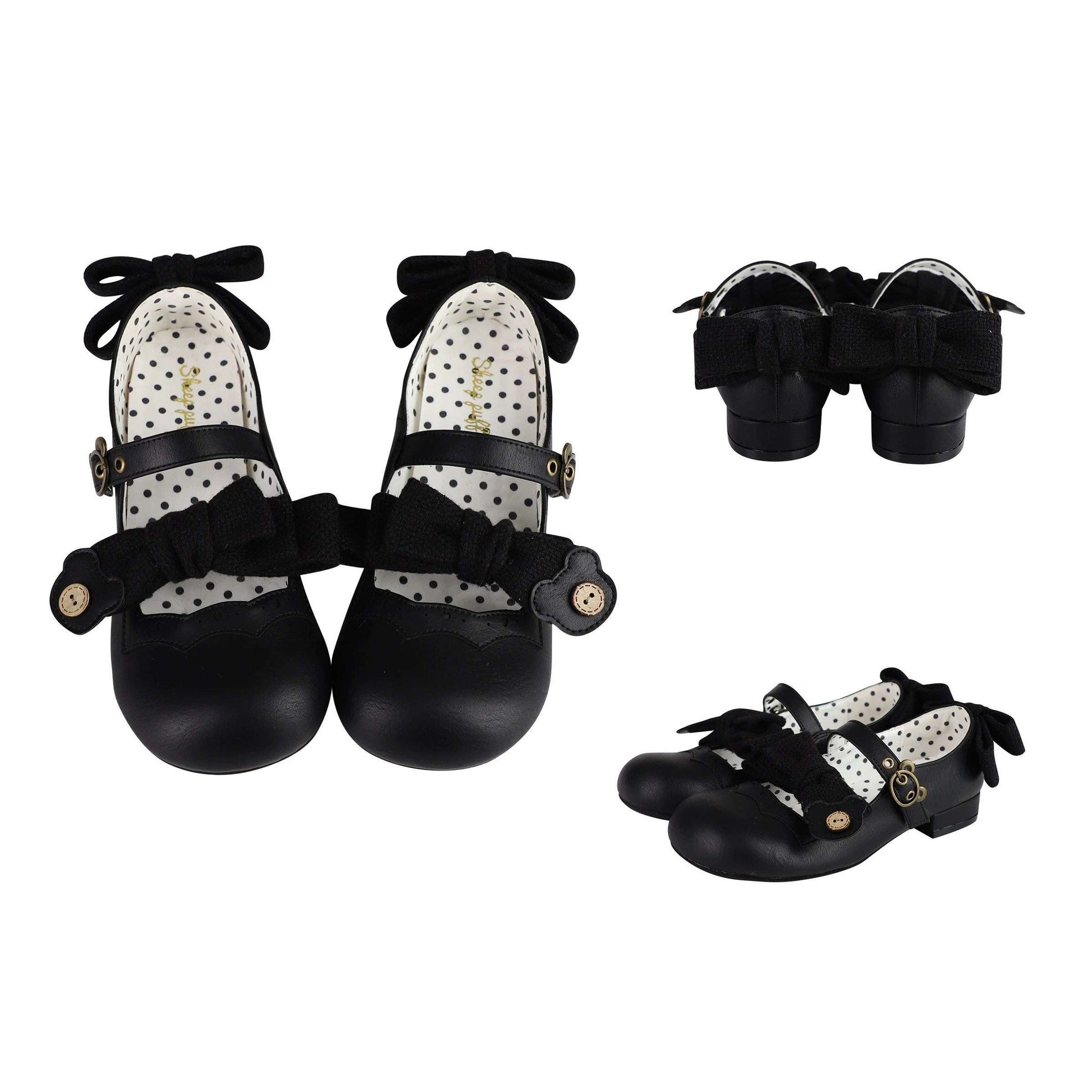 Puffy Sheep Lolita Teddy Bear Buckle 1.0 Mary Jane Flat Shoes