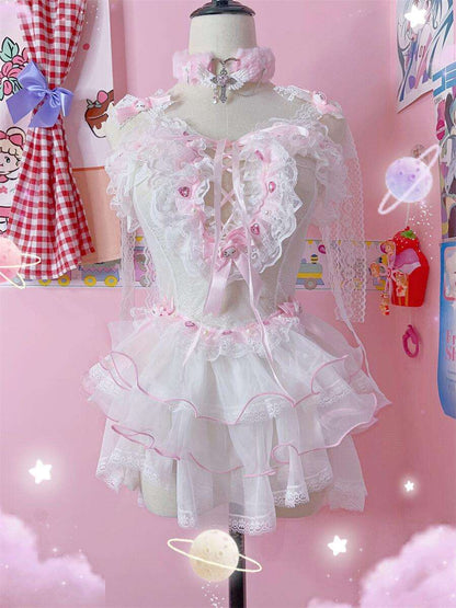 Coquette Sexy Kitty Lace White Pink Cake Dress Lingerie Sugarplum Store Coquette Sexy Kitty Lace White Pink Cake Dress Lingerie Sugarplum Store
