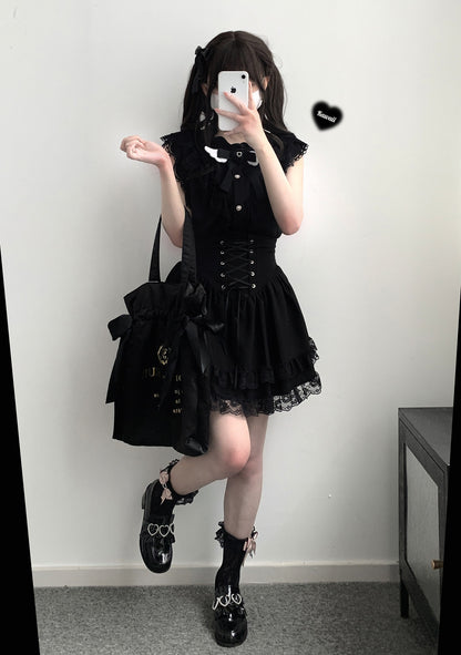 Kitten Bullet Jirai Kei Secret World Ruffle Black White Skirt