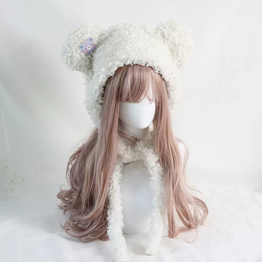 Sweet Teddy Bear Ears White Pink Black Yellow Plush Lolita Handmade Hats - Sugarplum Store